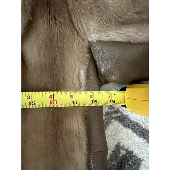 Vintage 1960’s Faux Fur Leather Penny Lane Belted Trench Coat Sz Small - Picture 15 of 16